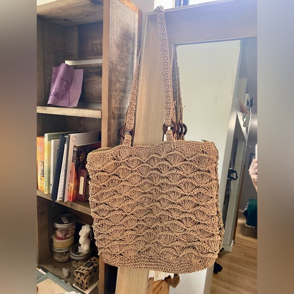 Boho vintage woven straw style shoulder/crossbody purse - Picture 4 of 4